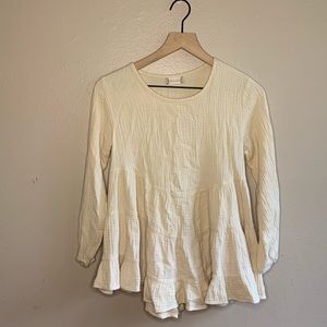 Altar'd State Long Sleeve Cream Flowy Top